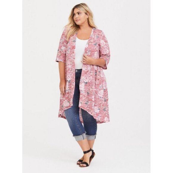 Torrid Floral long line open front cardigan‎ size 00/10 med large - Picture 1 of 9